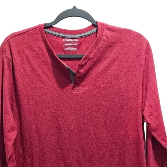 Kenneth Cole Other - Kenneth Cole Red Long-Sleeve Henley M Cotton/Poly blend